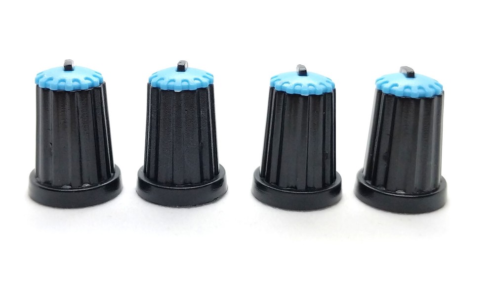 4 Black & Blue D-Shaft Pot Knobs for 6mm 270° DJ-TECH BEHRINGER SOUNDCRAFT