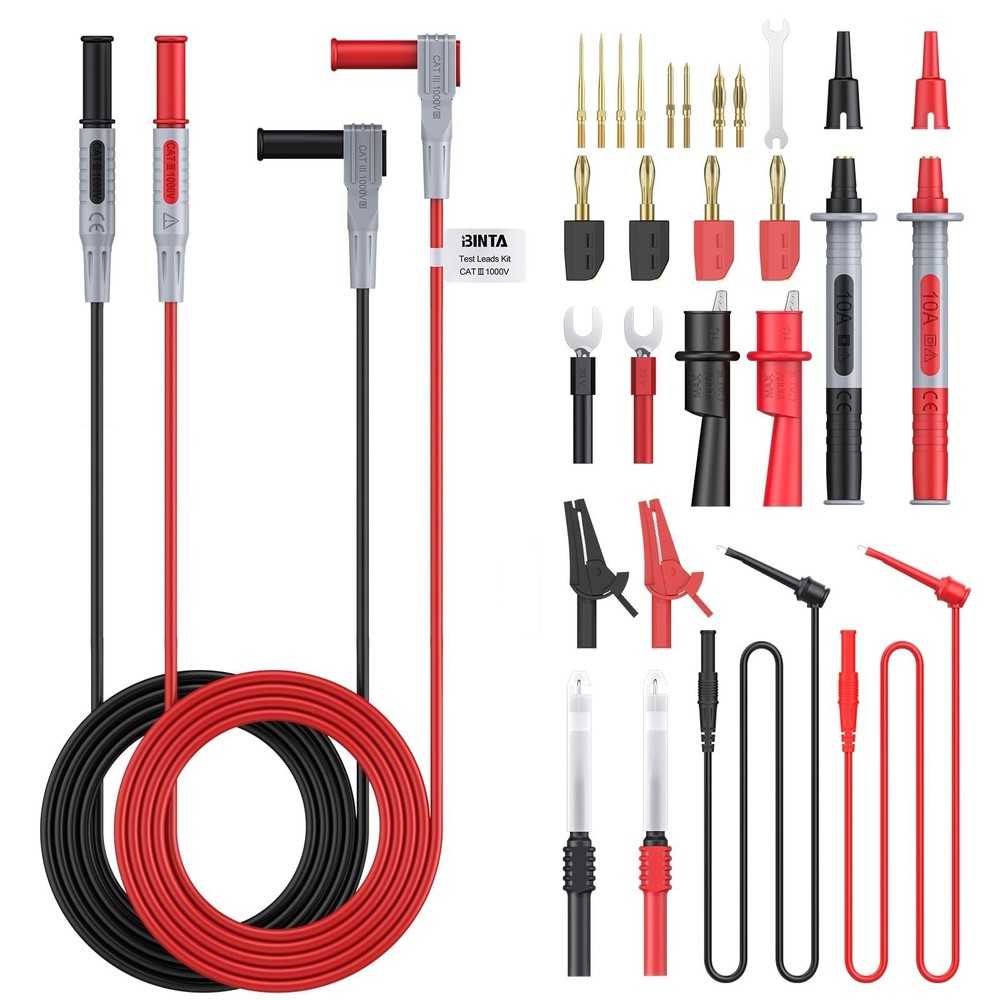 BINTA 27-Piece Silicone Multimeter Leads Kit with Replaceable Gold-... Fast Ship