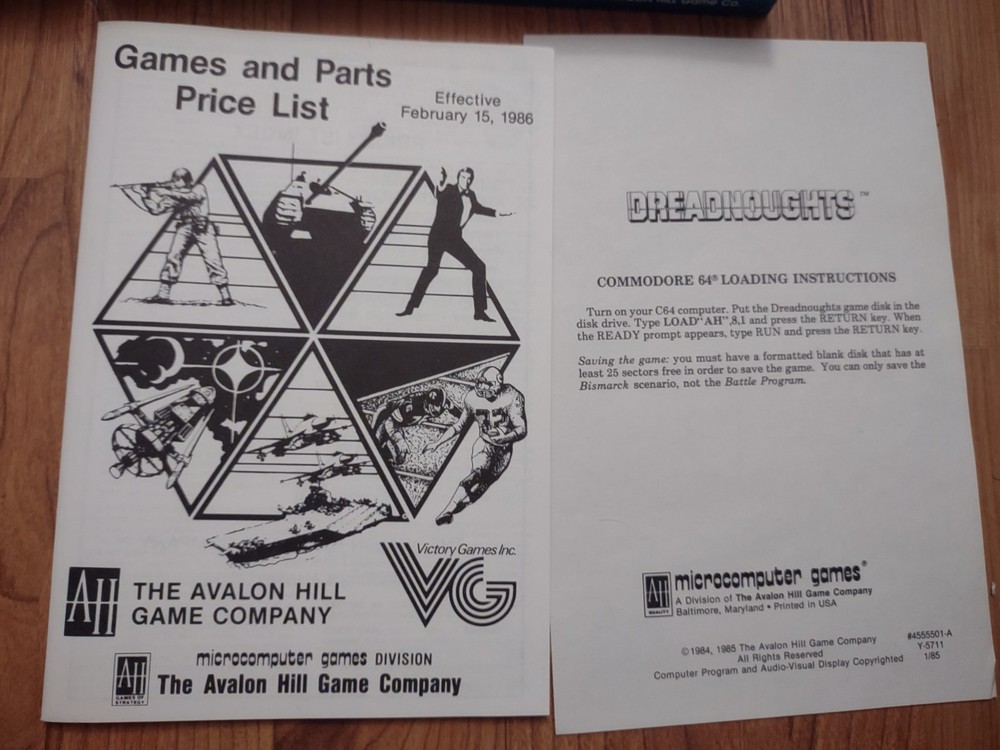 Commodore 64 Software 1985 Dreadnoughts Computer Vintage Disk Game Rare