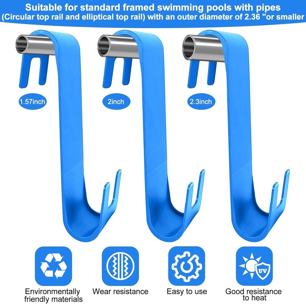 2Pcs Pool Skimmer Hooks - Plastic Leaf Rake Hangers for Above Ground Pools - ...