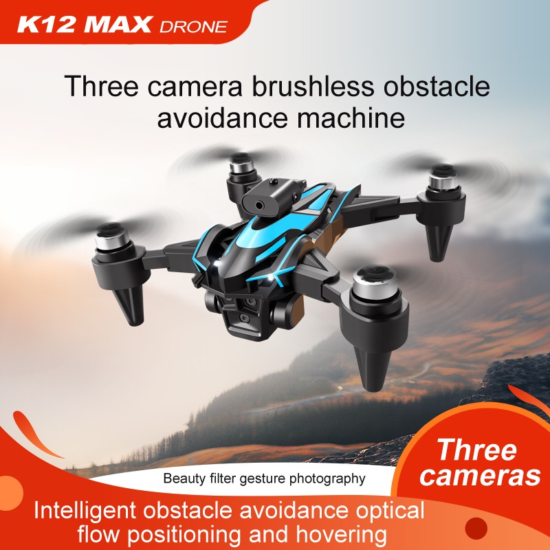 Drone 2026 Brushless Three HD Camera RC Foldable Quadcopter Remote With 2Battery
