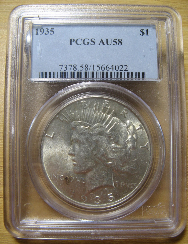 1935 Peace Silver Dollar PCGS AU58