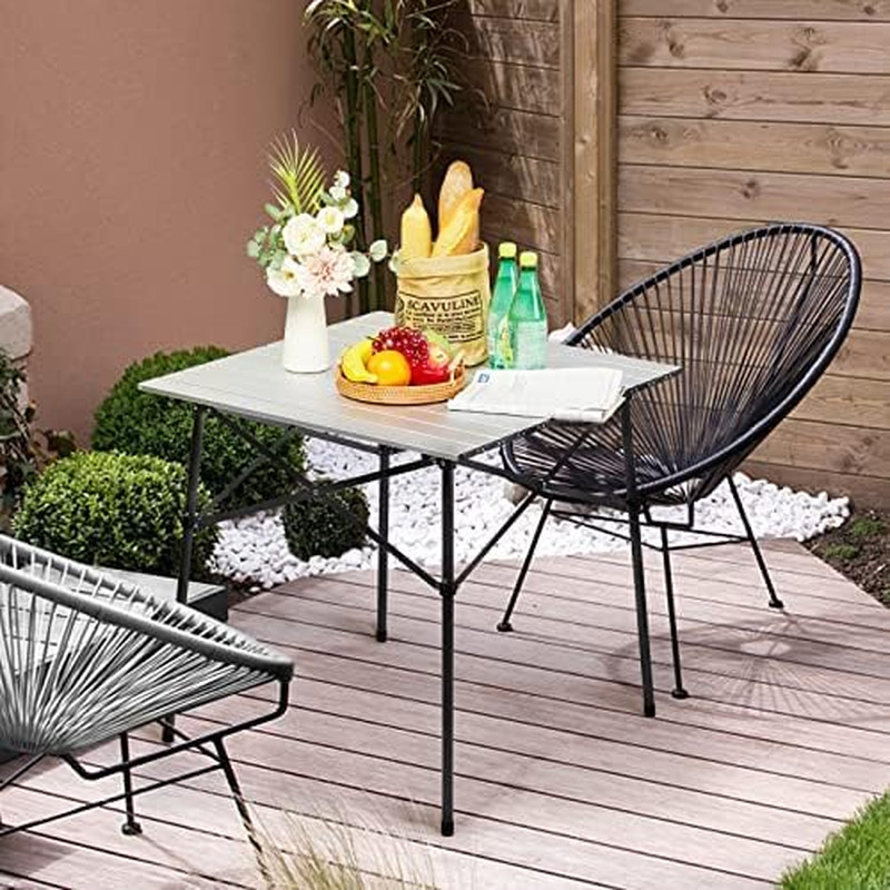 Lightweight Aluminum Folding Square Table Roll up Top 4 People Compact Table wit