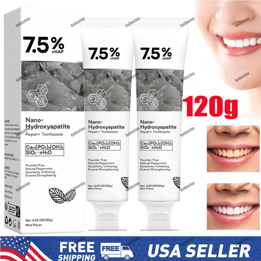 7.5% Hydroxyapatite Toothpaste Remove Yellow Tooth Stains For Sensitive Teeth~