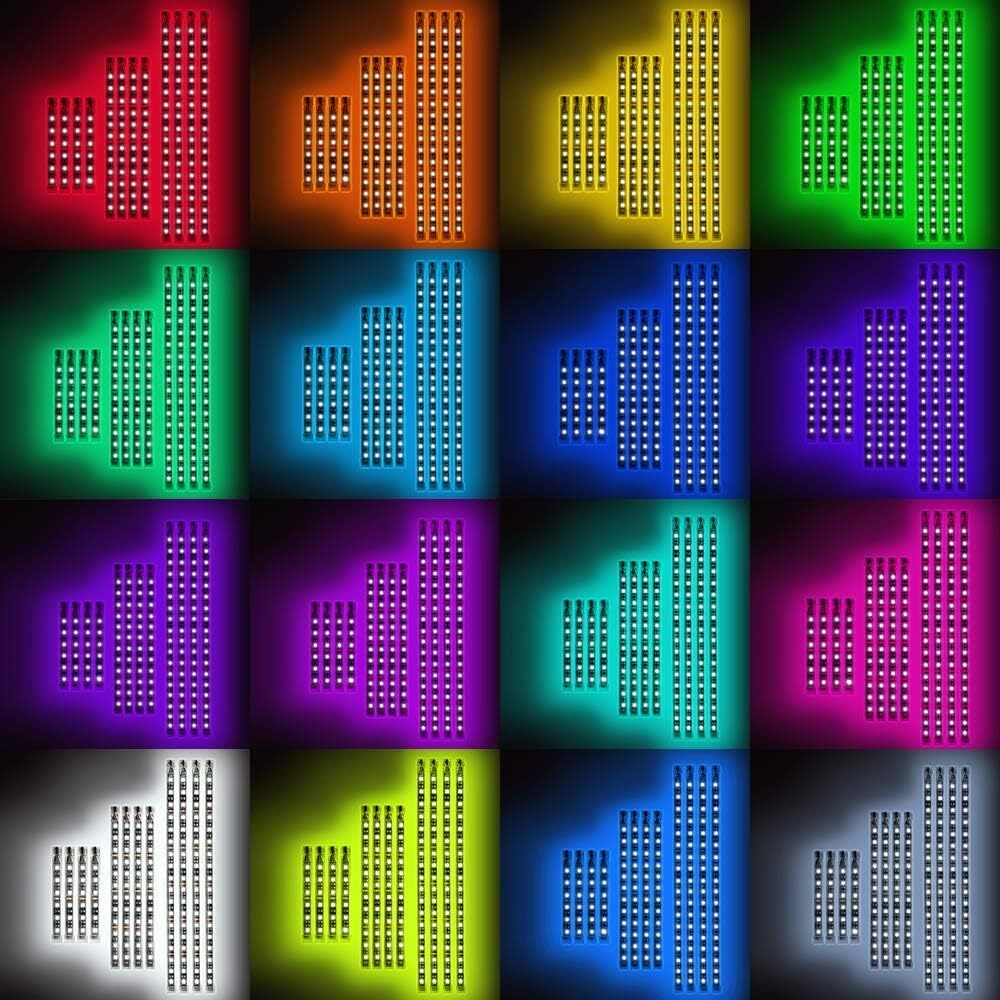 16PCS Motorcycle RGB LED Strip Light Under Glow Neon Kit Bluetooth APP Control