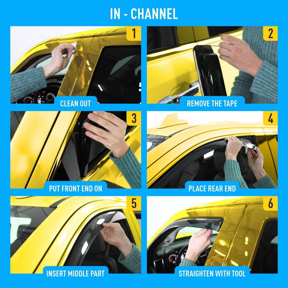 Side Window Deflectors Rain Guards for 2014-2018 Chevy Silverado Crew Cab