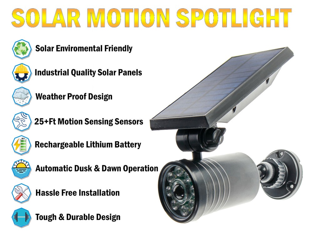 Solar Powered Motion Security Spotlight Light Outdoor Waterproof 360° Rotatable