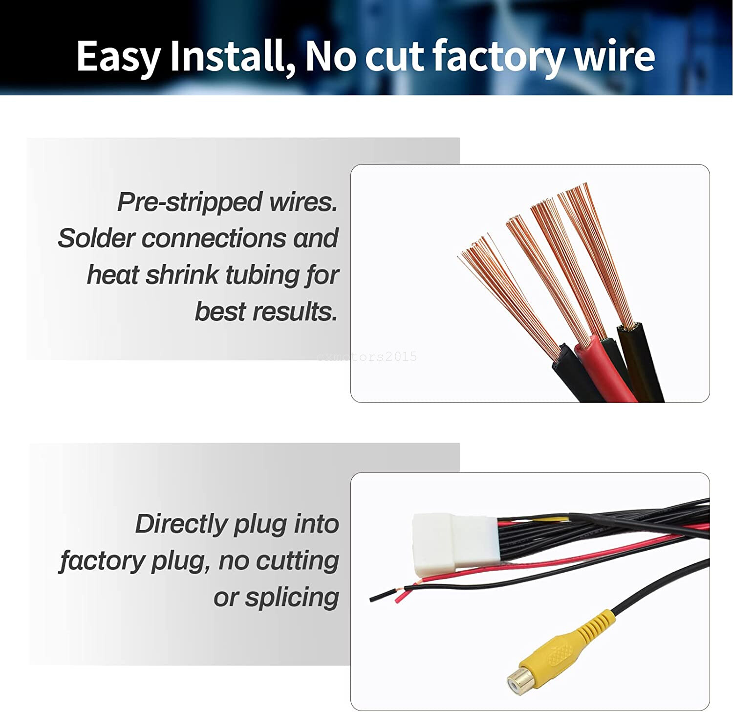 Retain OEM Factory Backup Camera to New Car Stereo Radio Wire Harness For Toyota