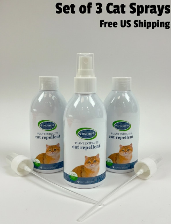 Cat Deterrent Spray Repellent for Furniture Rugs Curtains & Plants 5 oz Set of 3