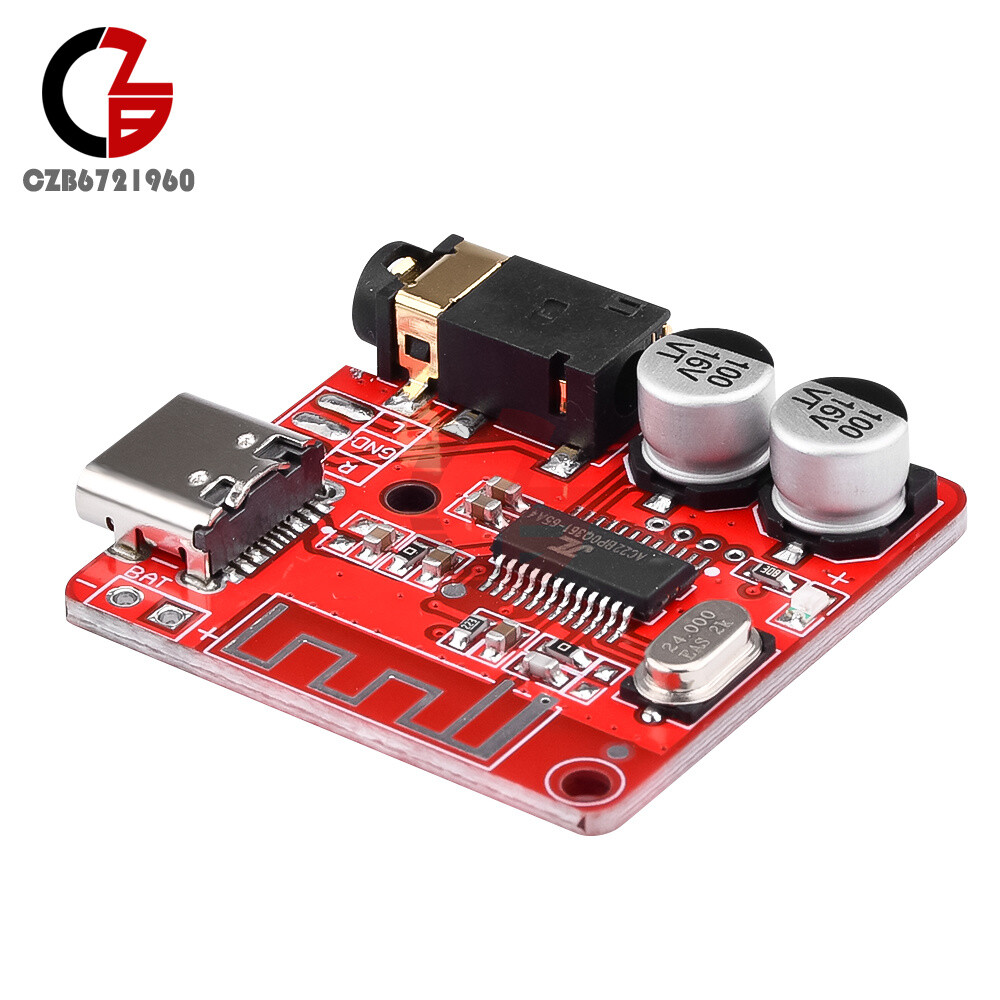 6pcs 3.7-5V Mini Bluetooth5.1 Audio Receiver MP3 Decoder Amplifier Module Type-c