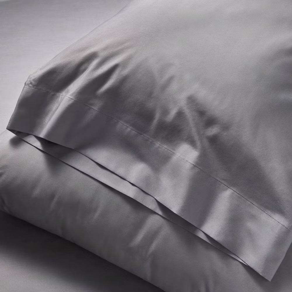 Standard 400 Thread Count Percale Pillowcases Dark Gray - Casaluna