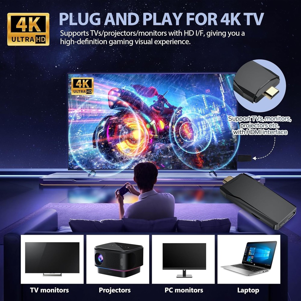 Retro Game Console, Retro Gaming Console, Wireless Retro Game Console, Plug &...