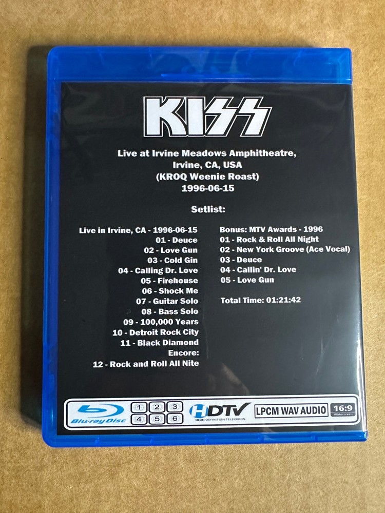 KISS - Live in Irvine 1996 Blu-ray Gene Simmons Paul Stanley Bruce Kulick