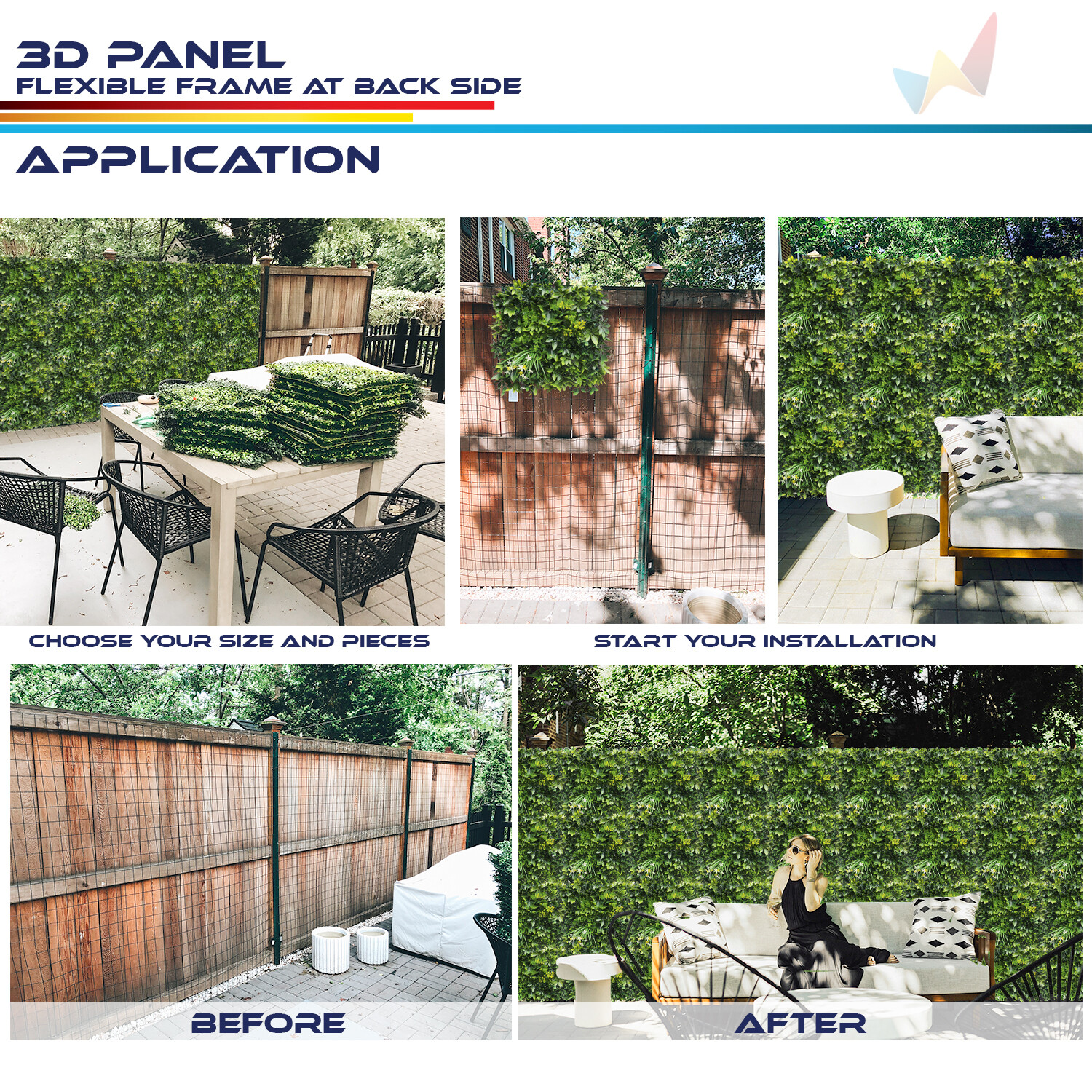 20"x20" Artificial Faux 3D Mix Leaf Privacy Fence Screen Decor Panel Hedge V6
