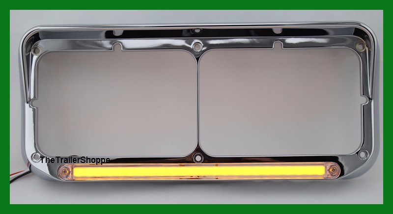 Headlight Bezel With Visor Rectangular Dual Lights 24 Amber Clear Lens "GLO" LED