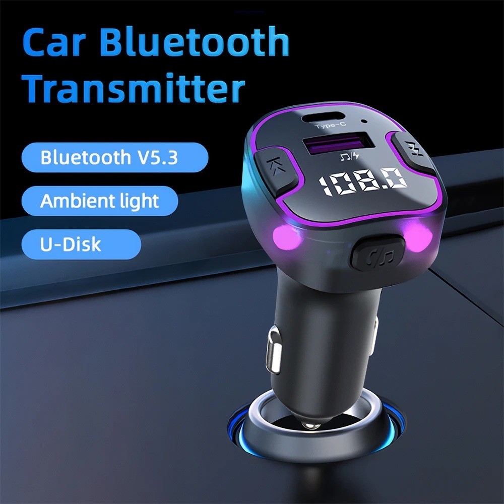 USB Type C Car Charger Fast Charging Car Bluetooth Fm Transmitter Bluetooth 5.3