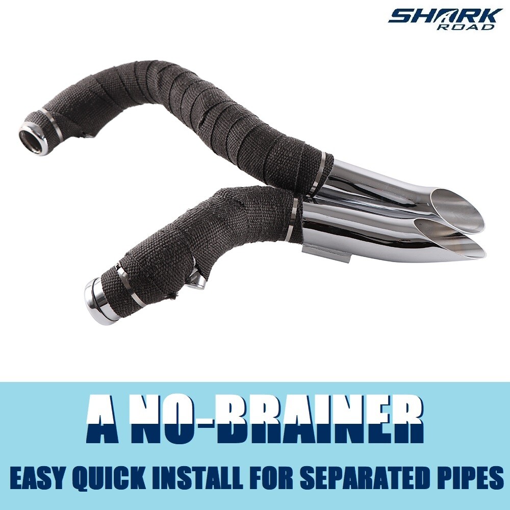 2" LAF Exhaust Pipes w/ Torque Cone for Harley Sportster Dyna Chrome Wrapped