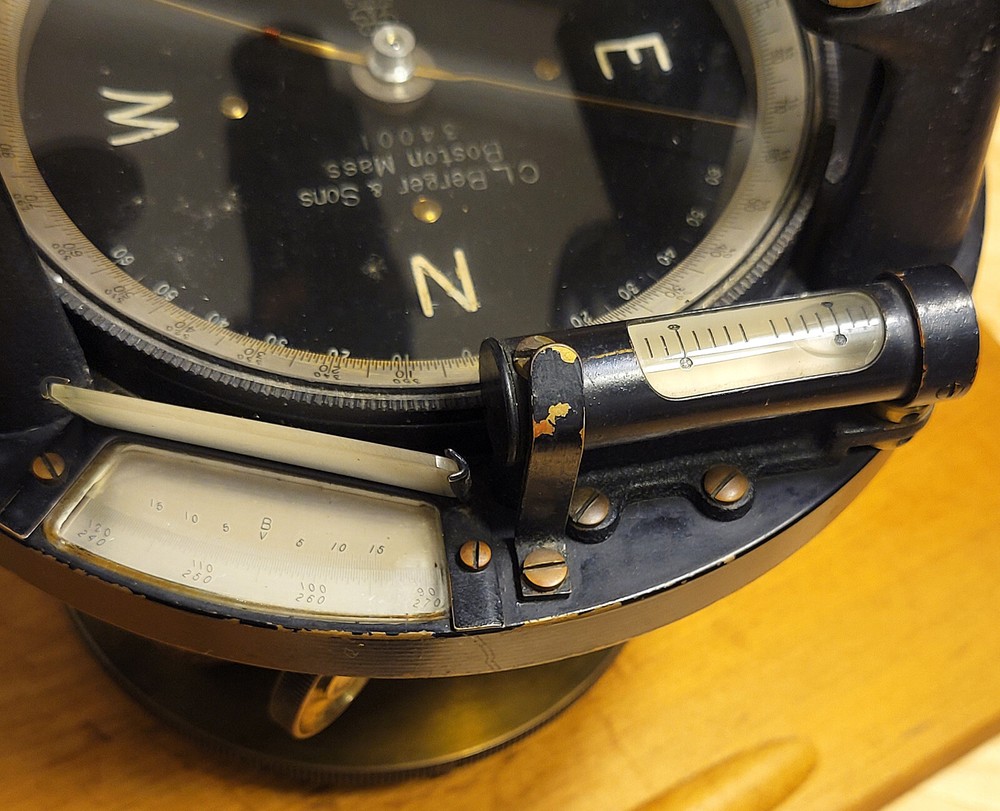 1930s ENGINEER'S Transit BERGER & Sons 24X Power Scope Solid SILVER Graduations