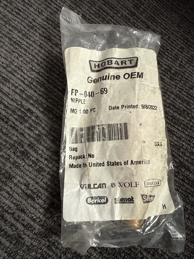 Hobart FP-040-69 Nipple Brass Connection Fitting