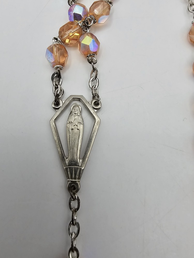 Vintage Rosary Soft Peach Glass Beads Chatholic