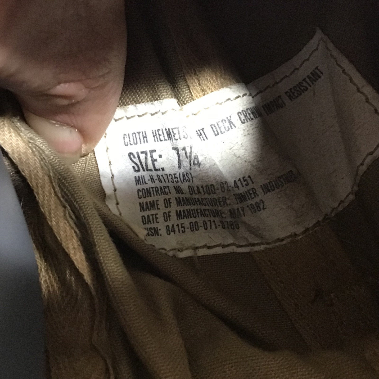 1982 Flight Deck Crewman's Helmet w/Ear Protection Size 7 1/4 MIL-H-81735 (AS)