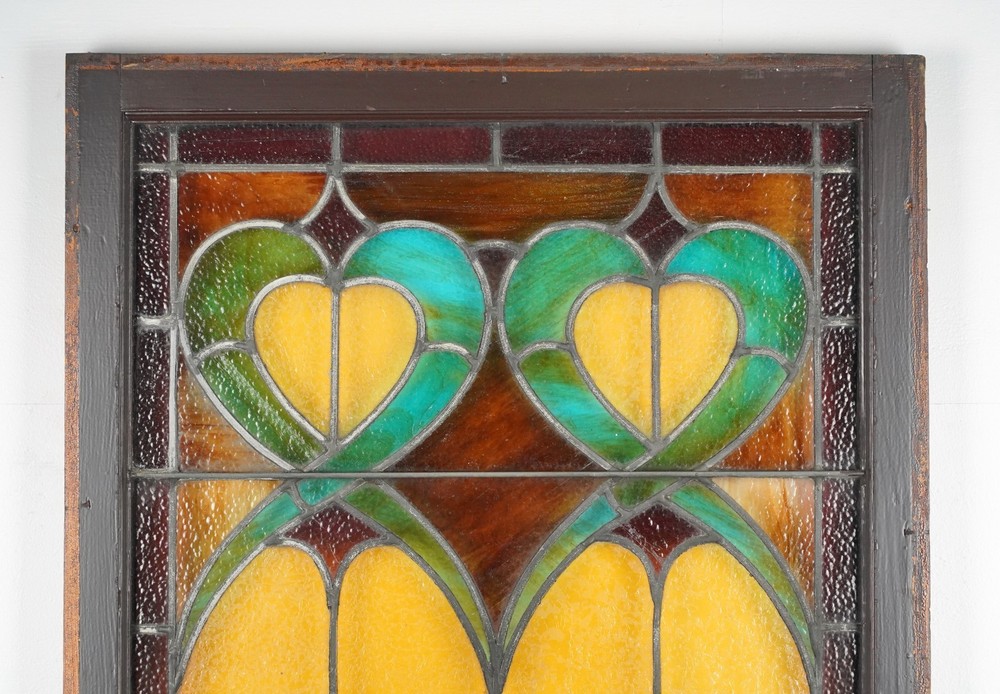1900s Rectangular Leaded Stained Glass Church Window - R289854