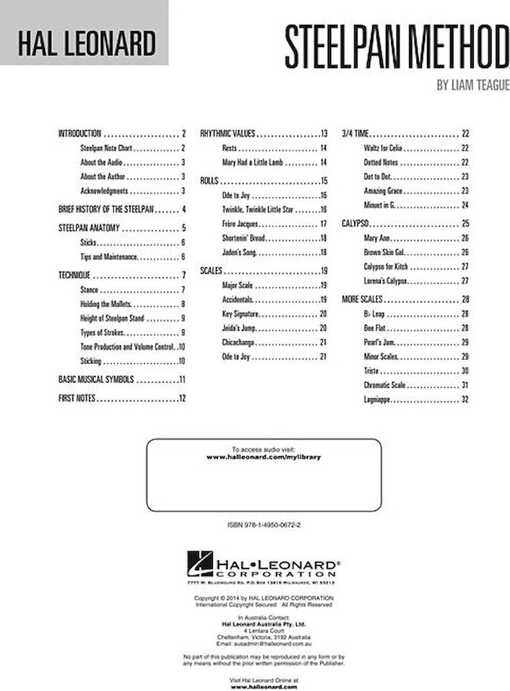 Hal Leonard Steelpan Method