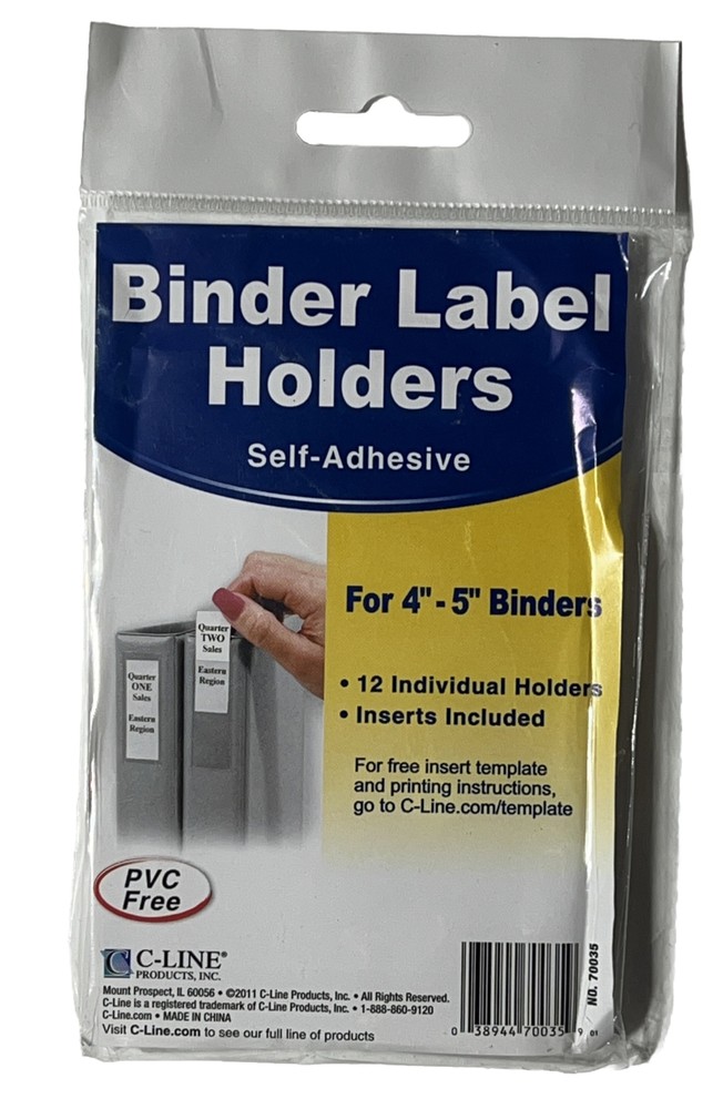 Binder Label Holders Self-Adhesive For 4”-5” Binders
