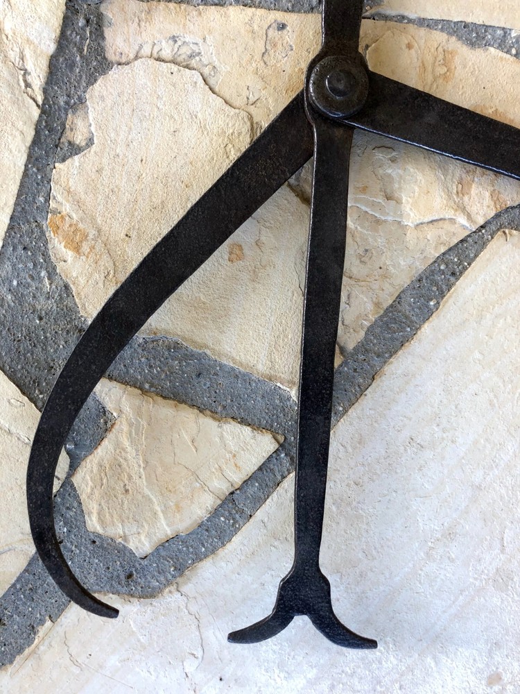 Primitive, Hand Forged Iron, Double Calipers — Blacksmith's Wheelwright Tool