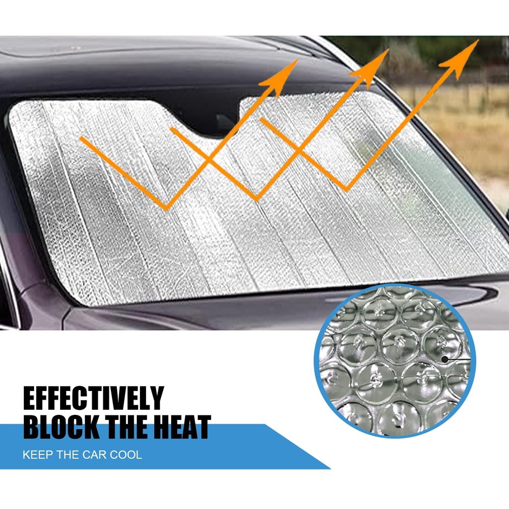 Windshield Sunshade - Foldable Reflective Sun Visor for Car - Protects Blue