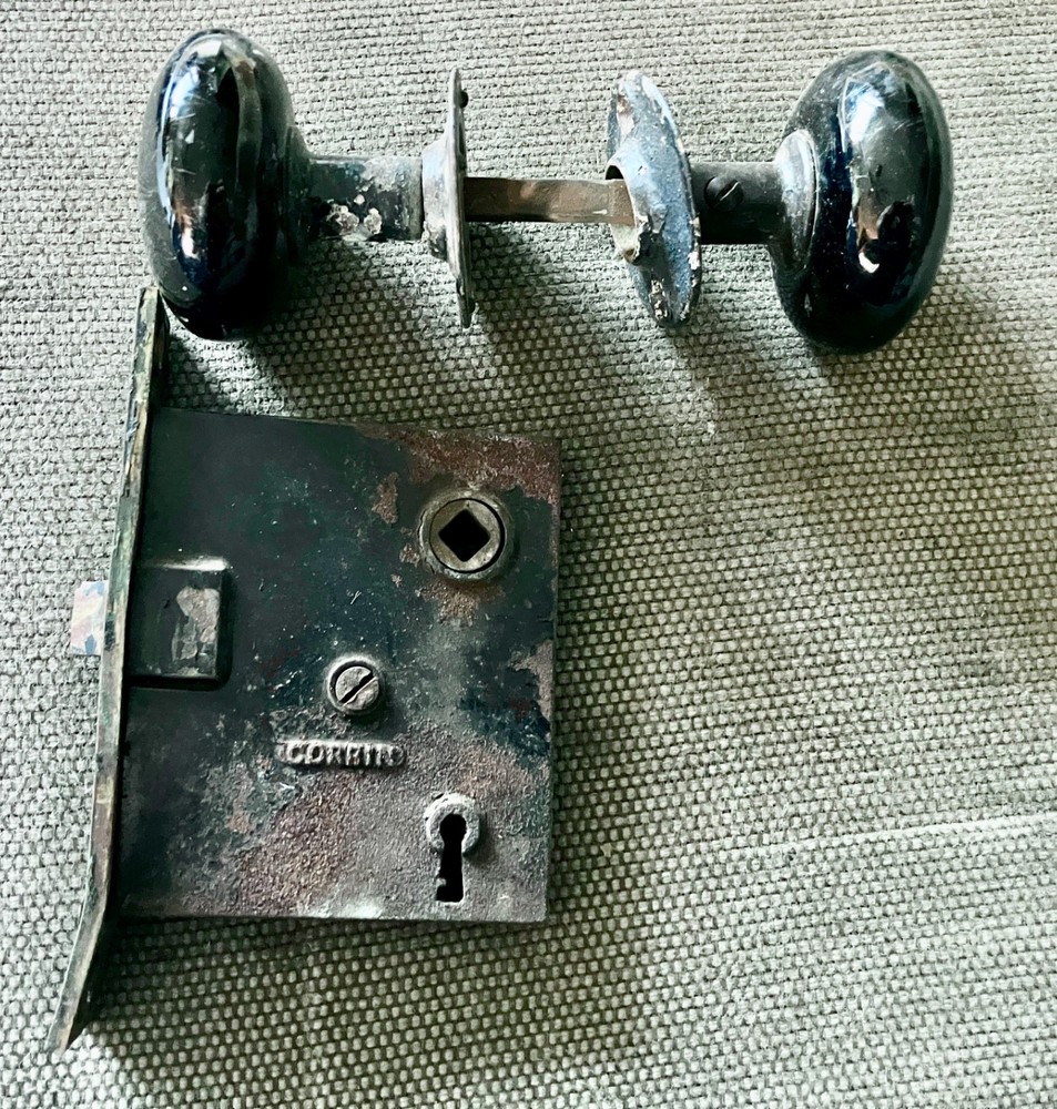 Vintage Corbin Mortise Door Lock, Knobs - No key