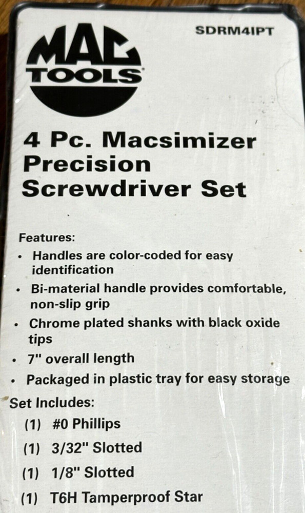 NEW MAC Tools Screwdriver Set Phillips Flat Slotted TORX Mini Precision Tip Lot