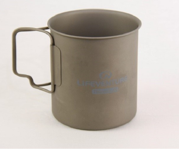 LIFEVENTURE TITANIUM MUG CUP 450ML FOLDING HANDLE LIGHT WEIGHT
