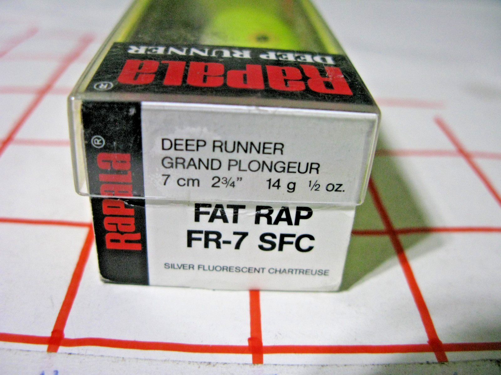 Rapala Rattlin' Fat Rap FR-7 SFC Lure, Sil/Fluo/Char, Dp Runr, 2 3/", 1/oz.- EUC