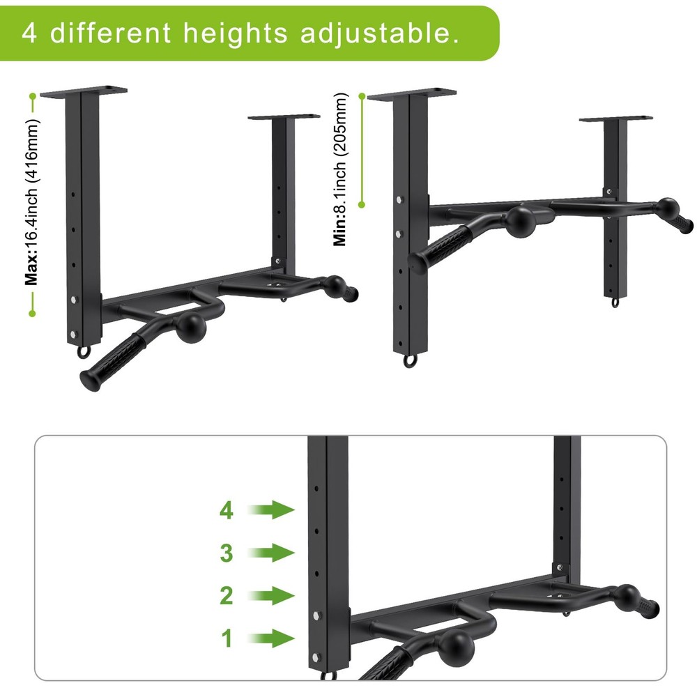 32" Ceiling Mounted Pull Up Bar - Heavy Duty, Highly Adjustable, Multifunctio...
