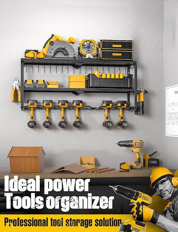 3 Layer Power Tool Organizer Wall Mounted Power Tool Rack Drill Storage Rack L