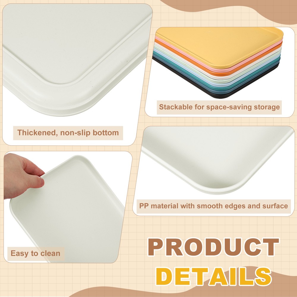 2Pcs Fast Food Serving Trays, 9.4x6.8" Rectangular Trays, White