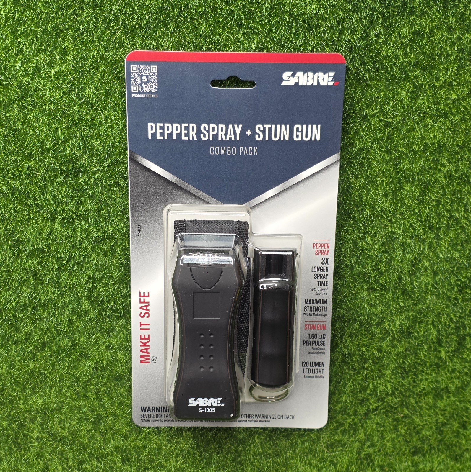 Sabre Stun Gun S-1005 120 Lumen Flashlight & Pepper Spray Combo - S7B-HCBK