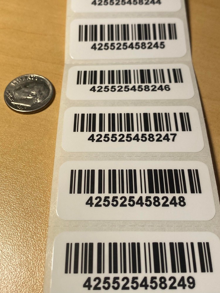 [QTY 200] WHITE SERIAL NUMBER BAR CODE LABELS STICKERS-DURABLE-WATERPROOF