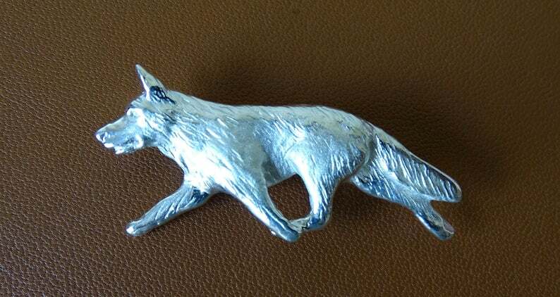 Large Sterling Silver German Shepherd Dog Moving Study Brooch