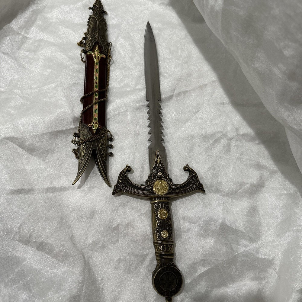 Ornate Oriental Replica 15” Dagger Sword with Sheath (A)