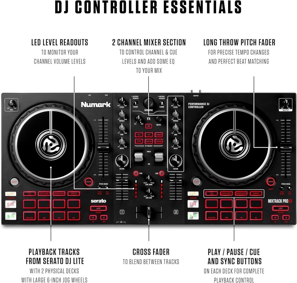 Professional 2 Deck Serato DJ Controller with Built-In Effects & Audio Interface