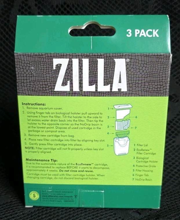 Zilla EcoRenew Filter Cartridges With Smartclean Technology 1ea/Medium 3 pk NEW
