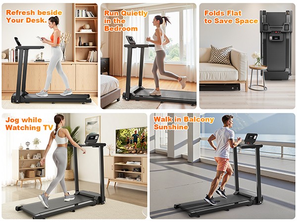 Foldable Under-Desk Treadmill For Home Use Remote-Controlled With LED Display