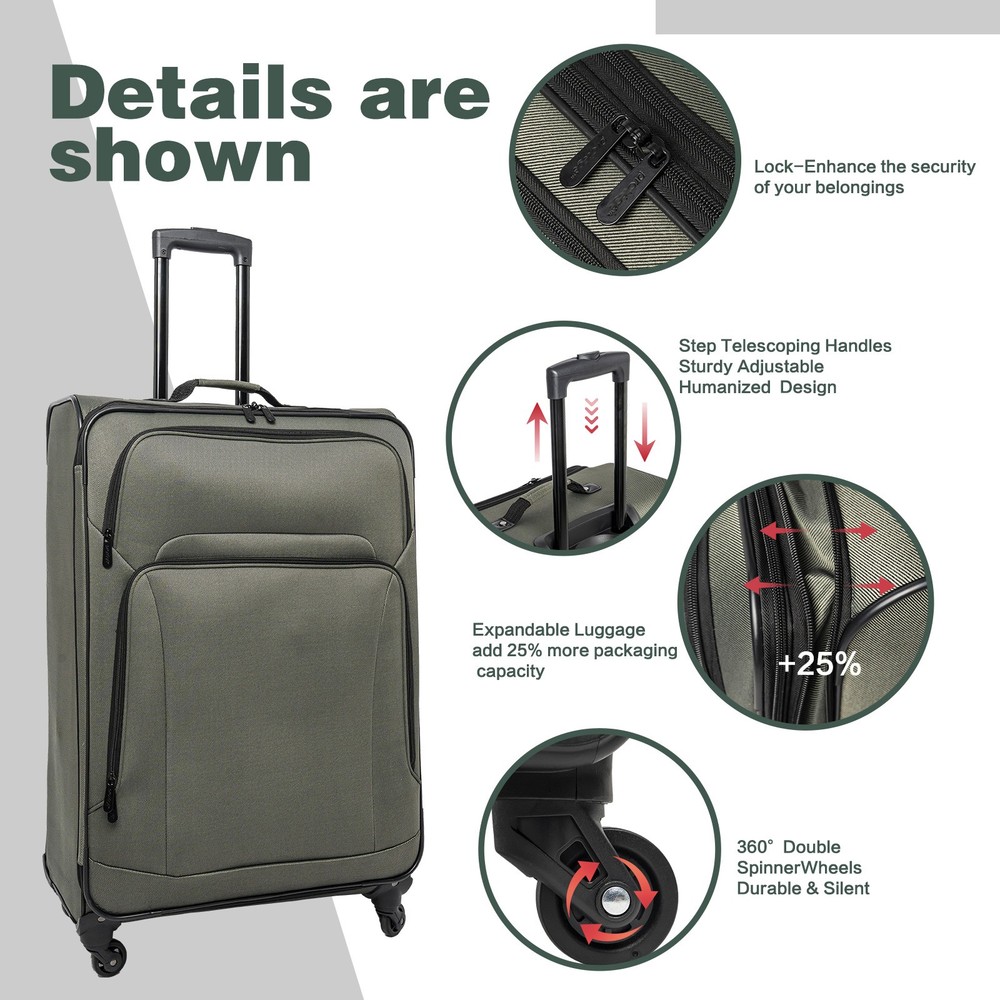 SoftshellLuggage Expandable 3 Piece Set Suitcase