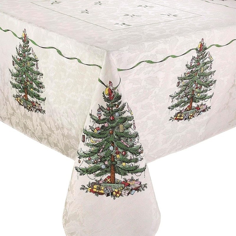 Festive Poly Tablecloth Rectangular Floral Design Easy Care Holiday Decor New