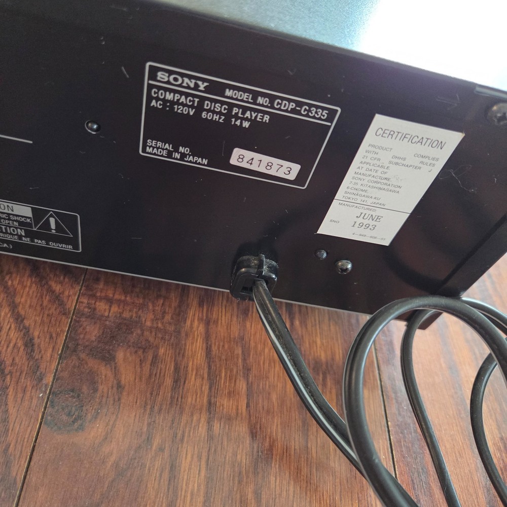 Sony CDP-C335 Compact 5 Disc CD Player - Tested Working