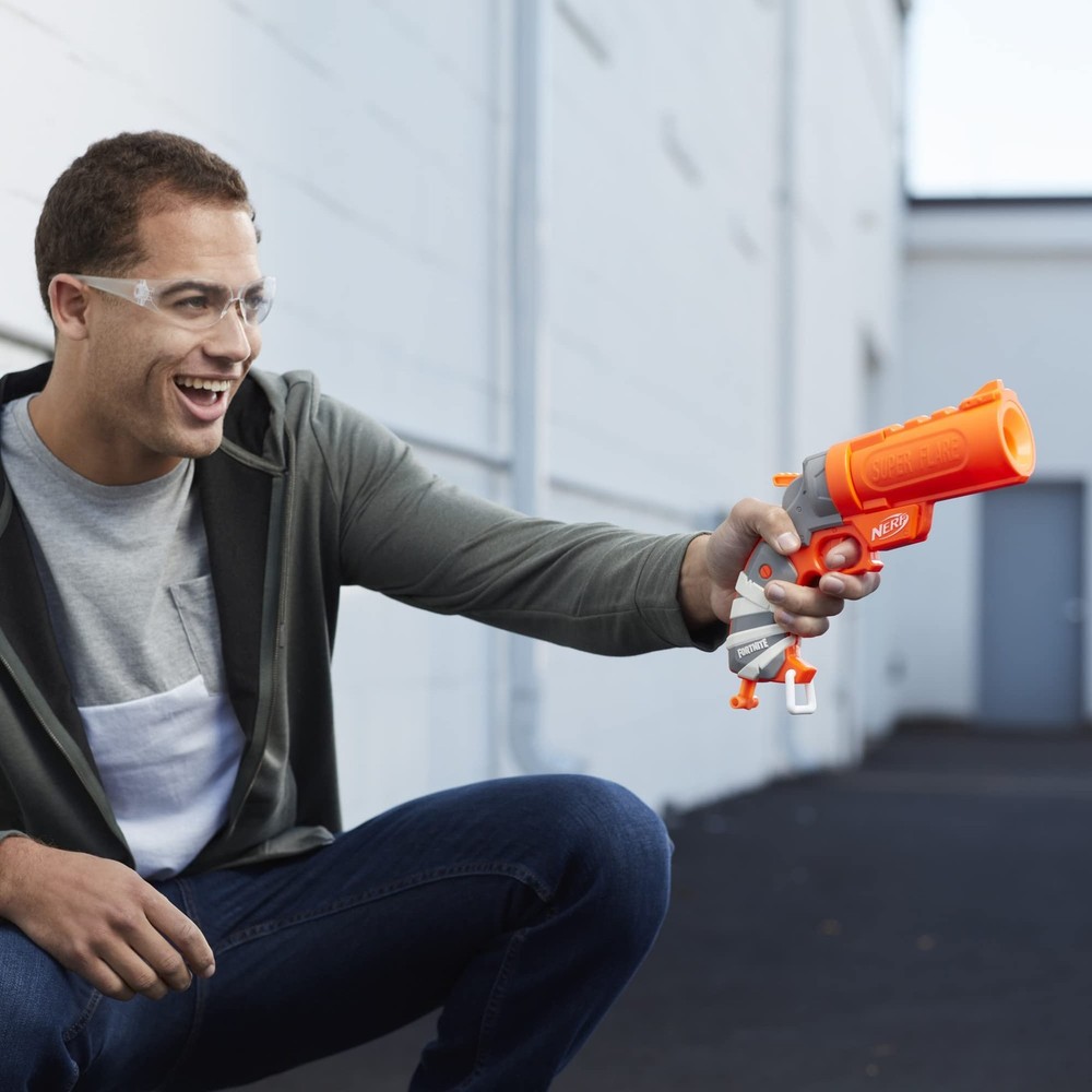 Nerf Fortnite Flare Dart Blaster, Break-Open Dart Loading, Includes 3 Mega...
