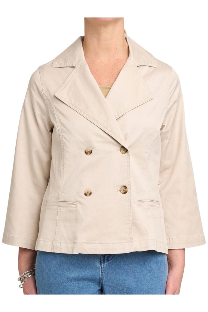 DG2 by Diane Gilman Women's Drape Denim Double-Breasted Jacket Shell