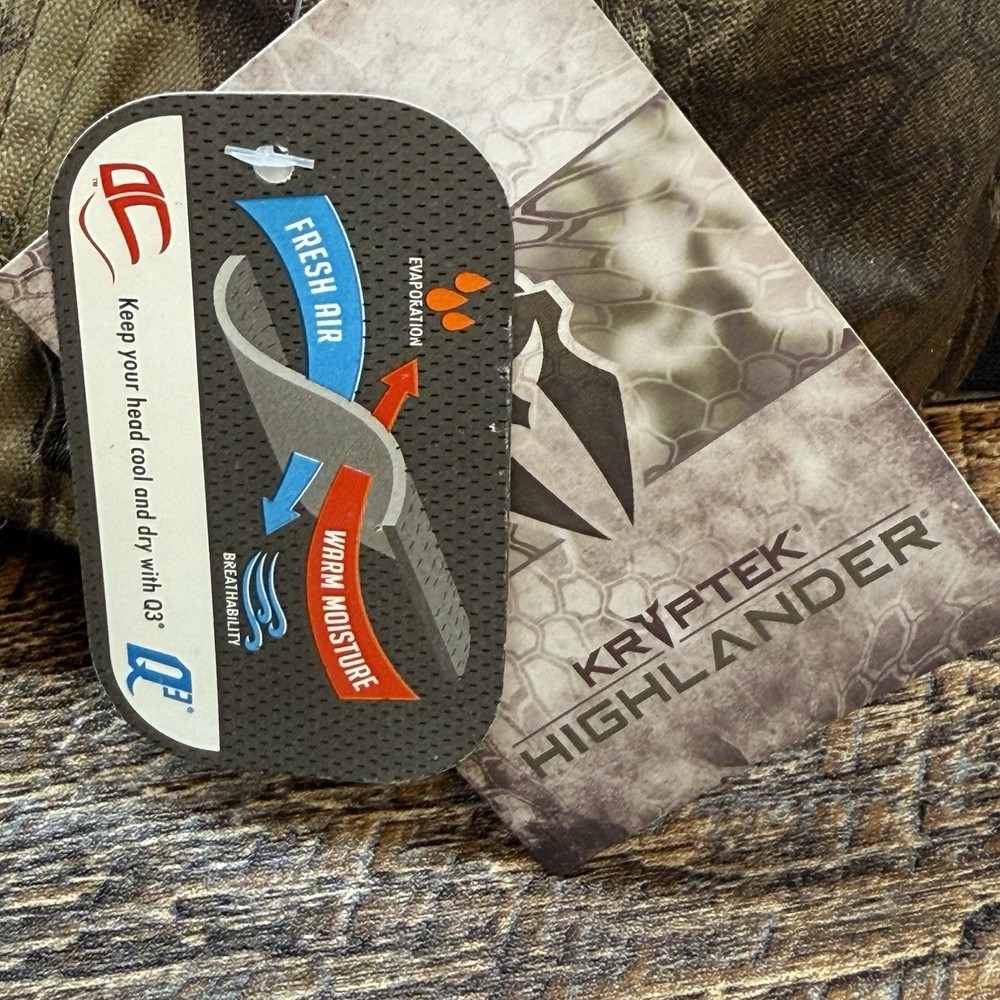 CAP - KRYPTEK HIGHLANDER CAMO TACTICAL FLAG HAT Q3 Technology Wicking Strapback